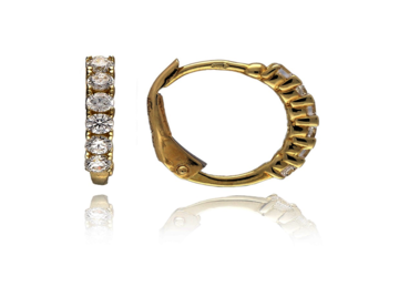 Žluté zlato náušnice se zirkony na klapku